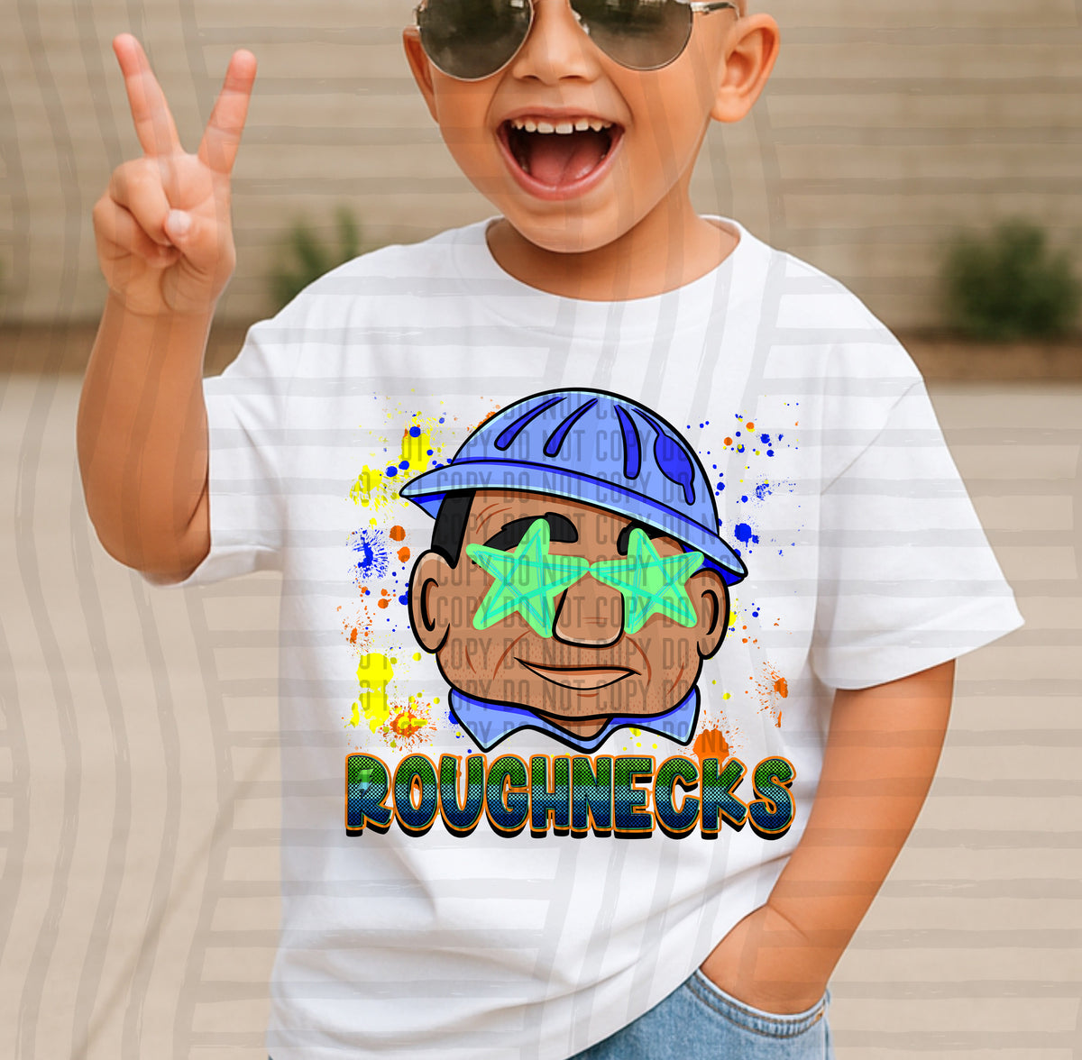 roughnecks paint splatter boy blue green and yellow (Caplinger) DTF Transfer