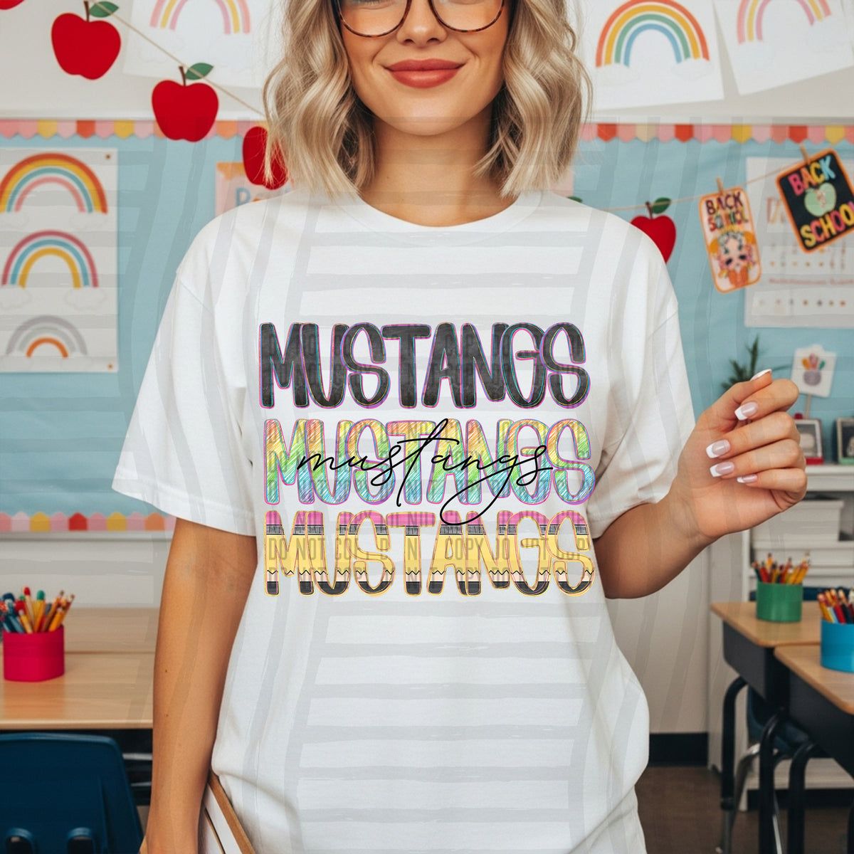mustangs crayon cutie stacked (Caplinger) DTF Transfer