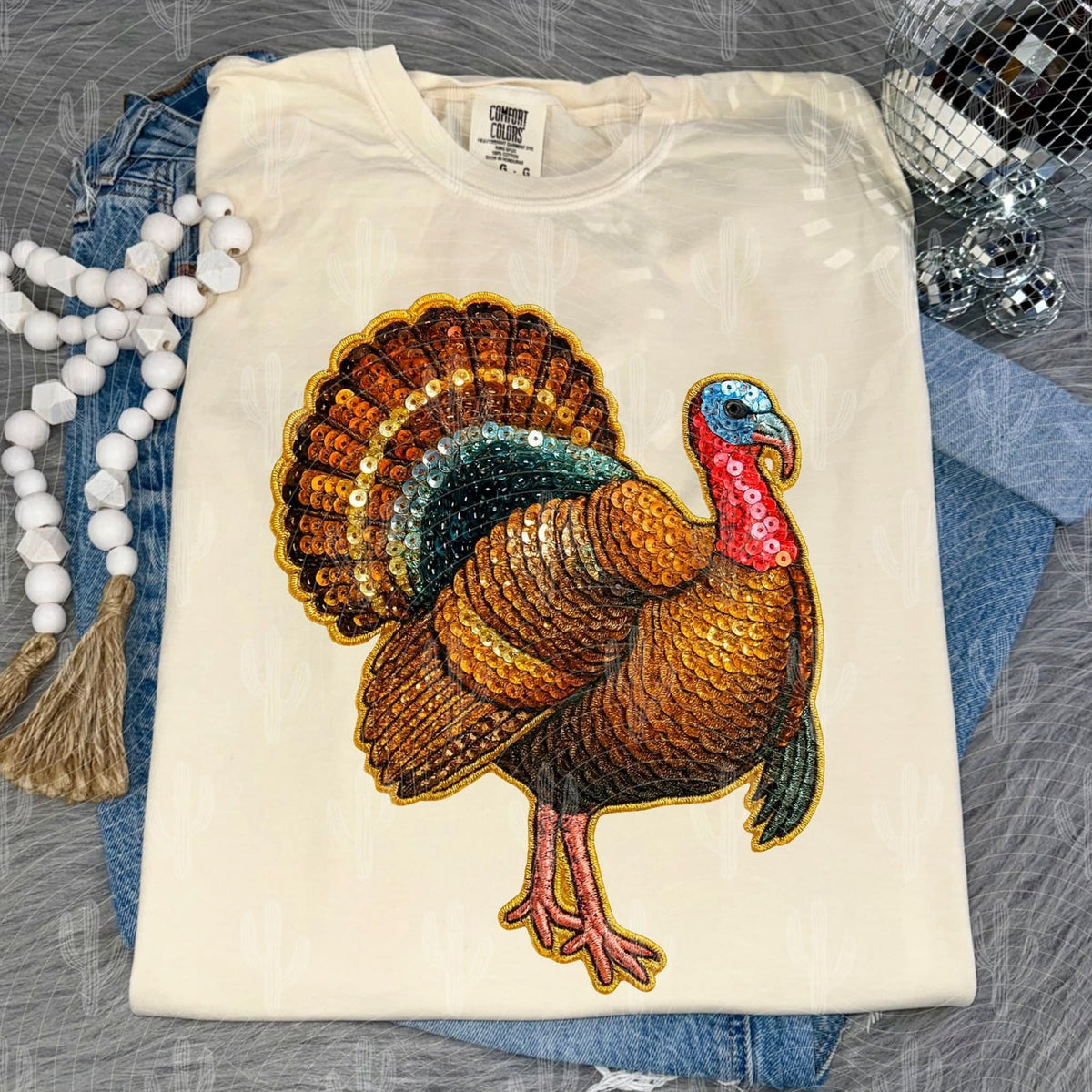 Faux Sequin Turkey dark brown (crafti) DTF transfer