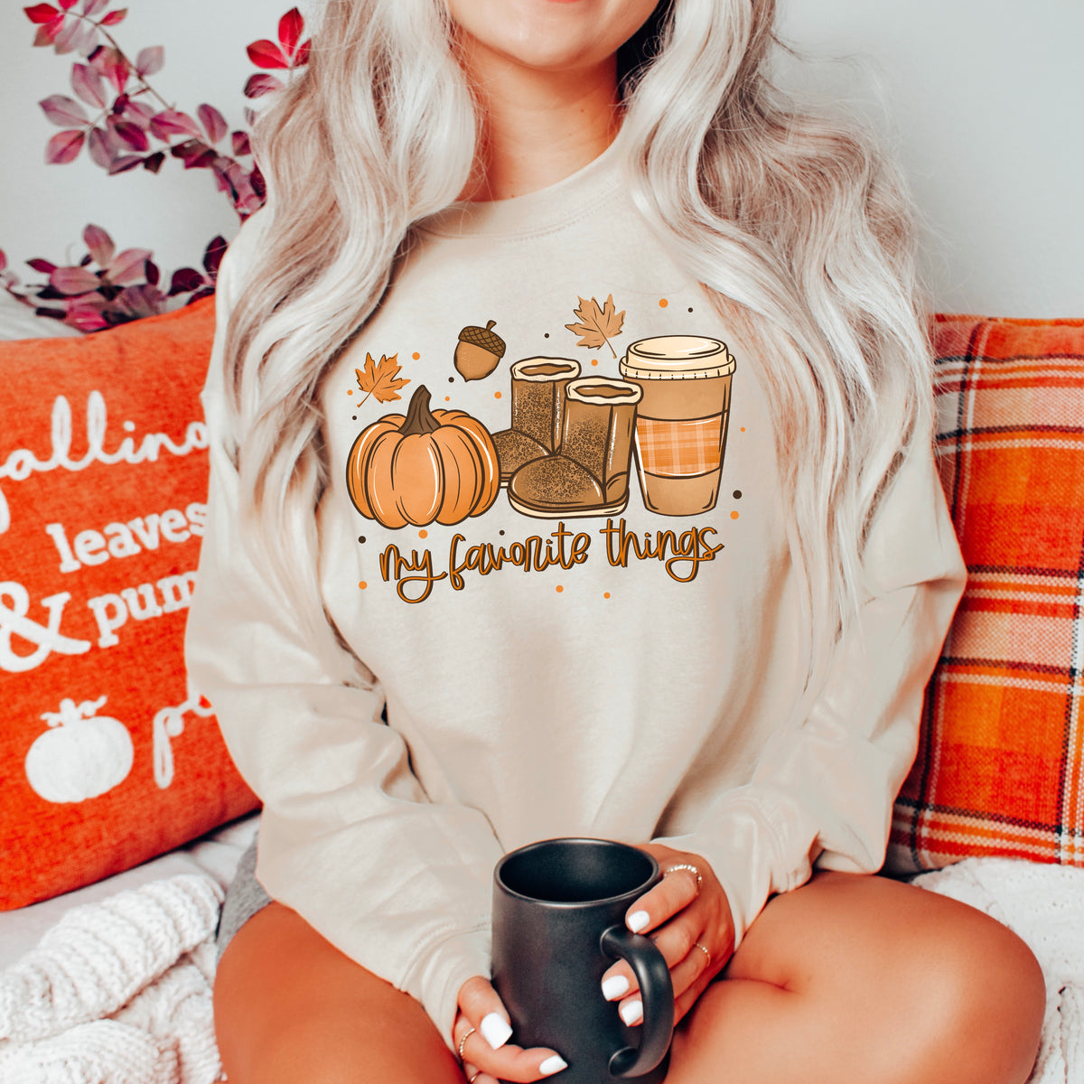 My favorite things (boots, coffee) (csc) DTF Transfer