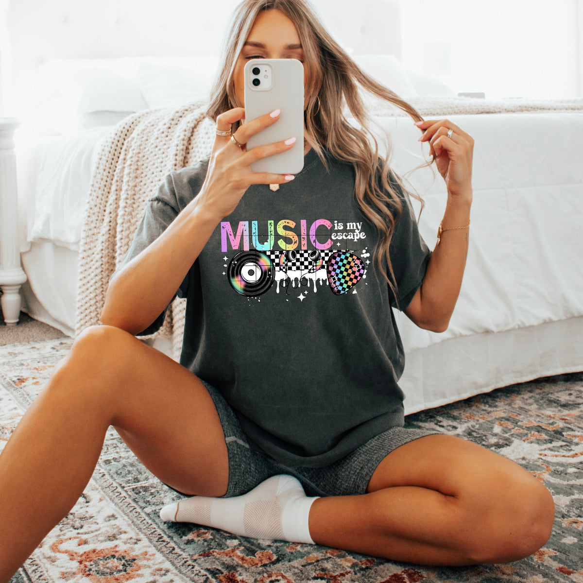 Music is my escape checker WHITE (CSC) DTF Transfer