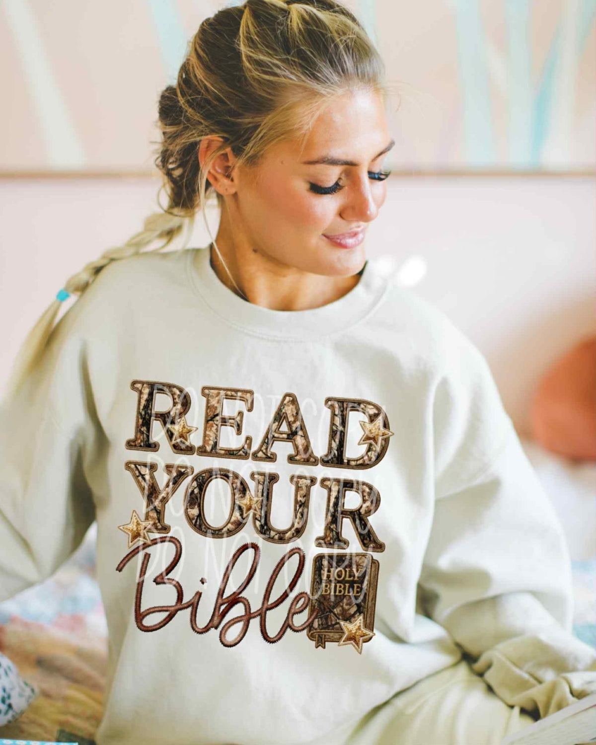 Read your Bible faux embroidery camo (PH) DTF Transfer