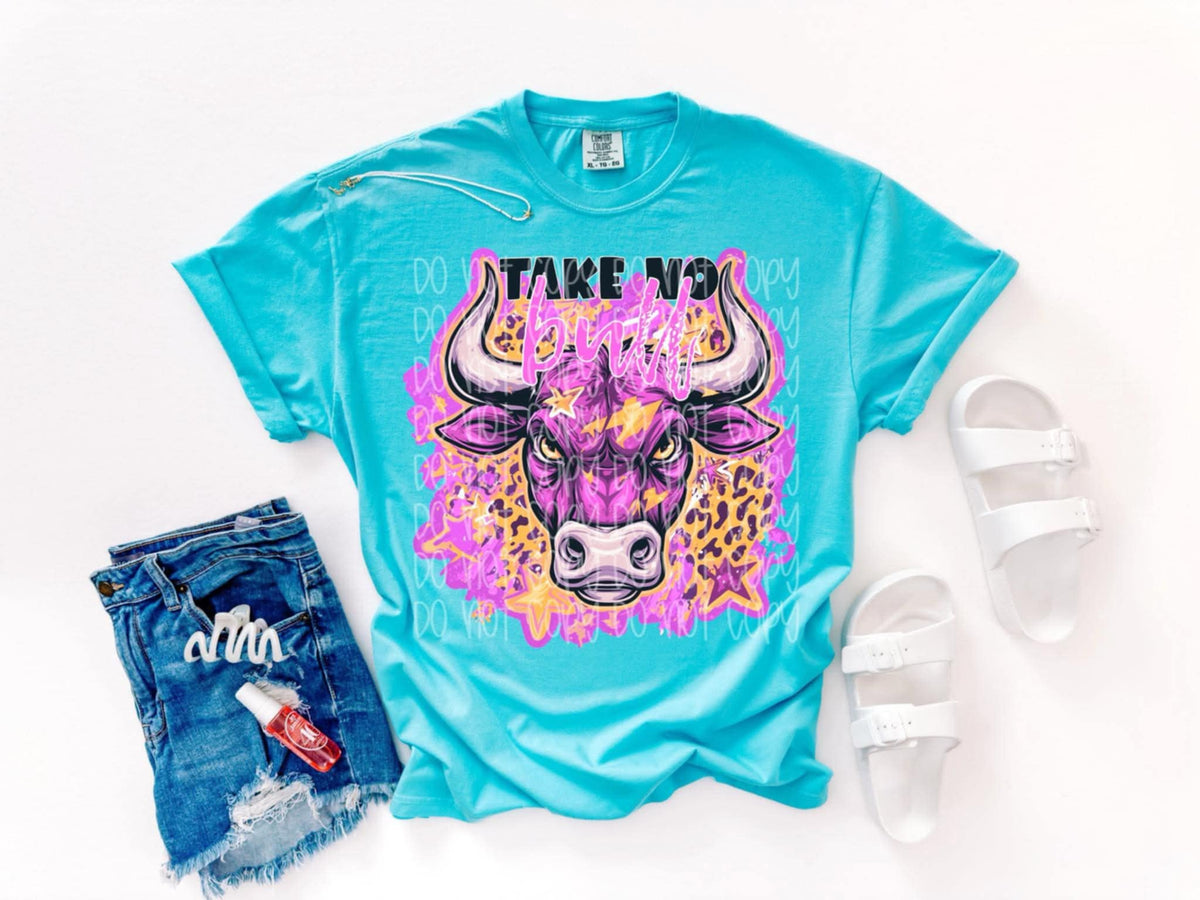 Take No Butt Bull and flames (SSD) 113193 DTF transfer