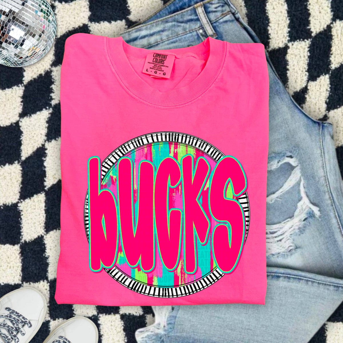 Bucks pink font circle 103899 DTF transfer