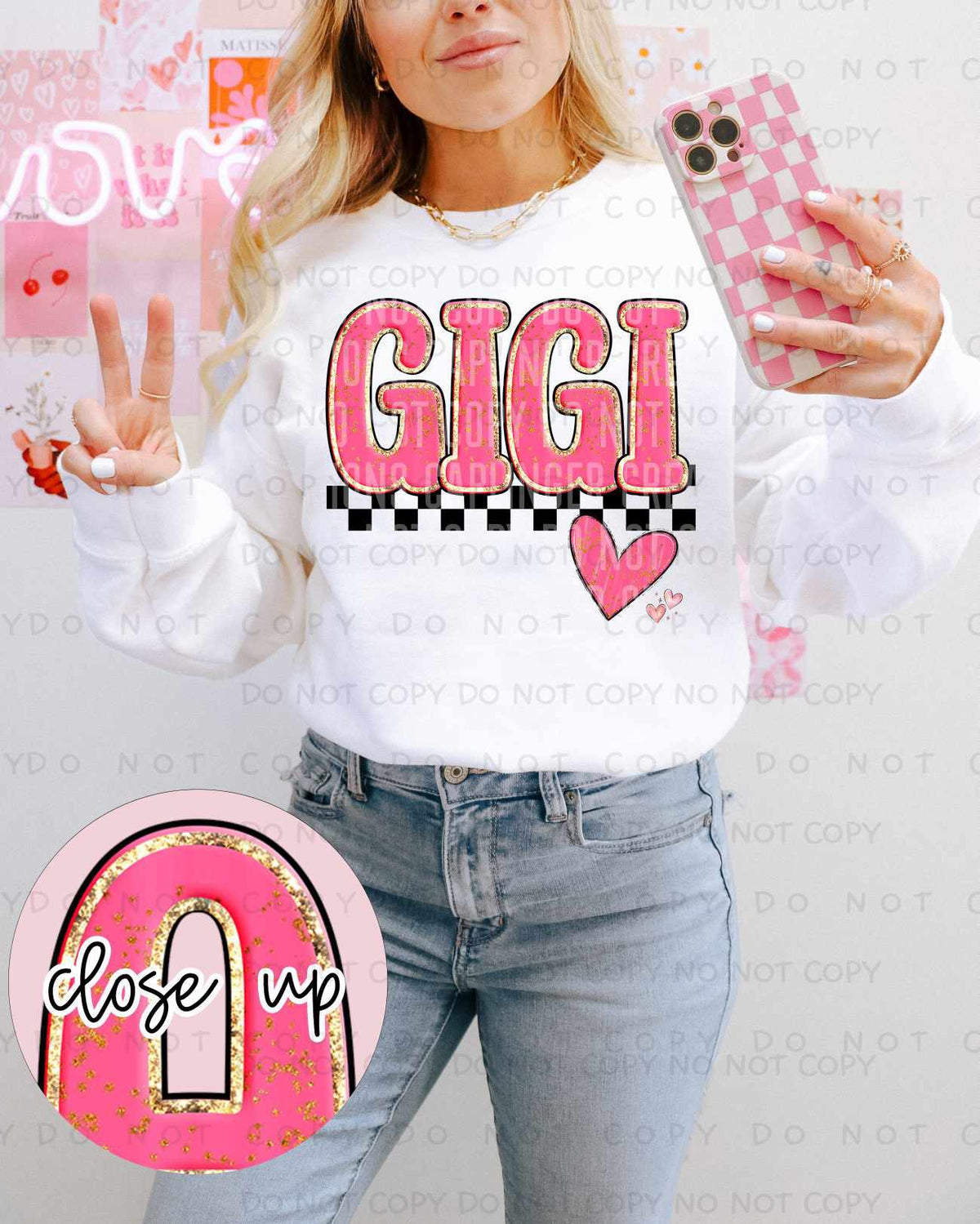 Gigi pink and gold (ECHT) 84819 DTF transfer
