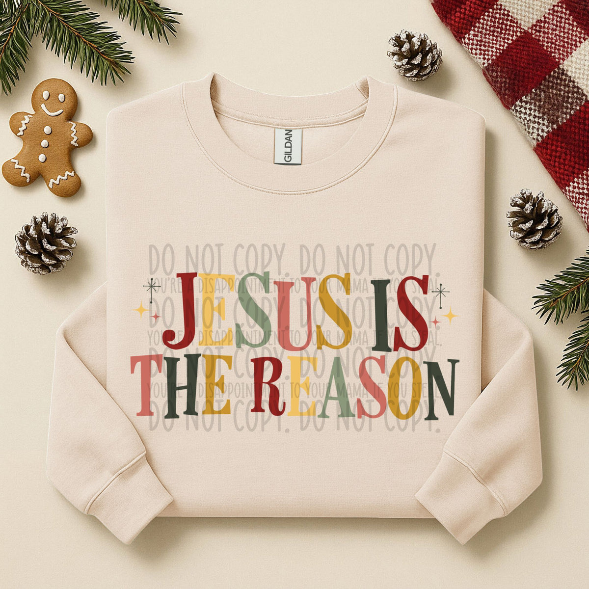 Jesus is the Reason (red green pink yellow) (SWD) DTF transfer