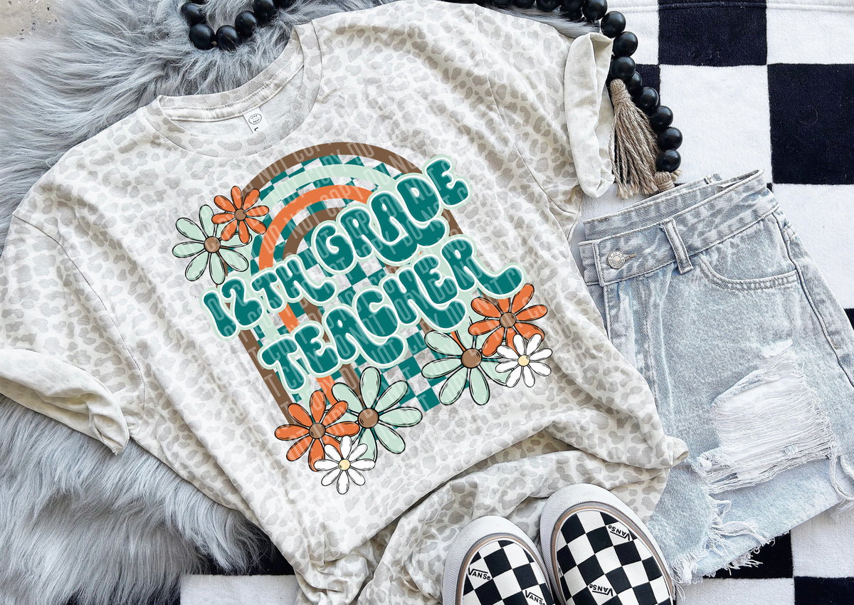 12th grade teacher Floral Arch 49526 DTF transfers