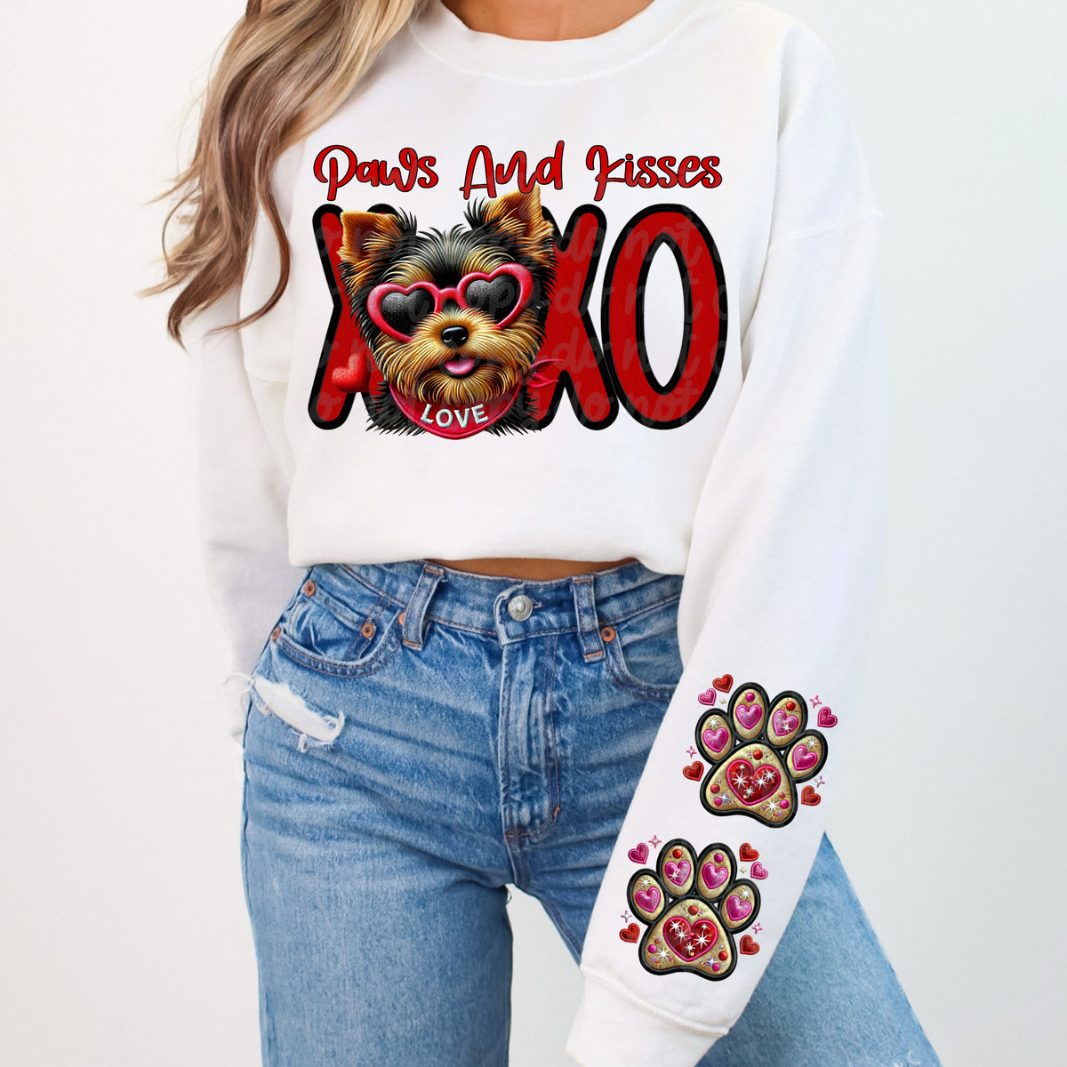 Paws and kisses yorkie FRONT 75702 DTF transfer