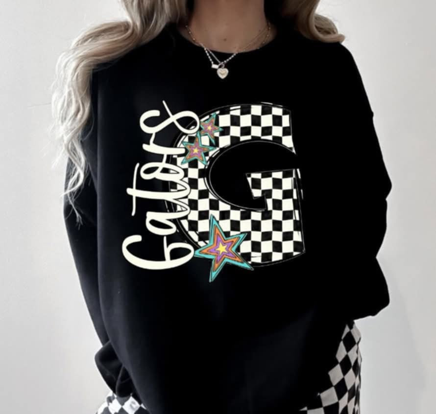 G gators checkered with stars (S&G) 87086 DTF transfer
