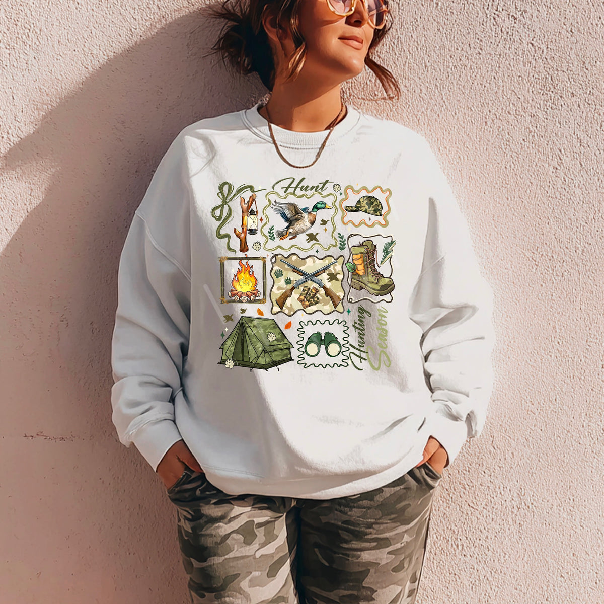 Hunting Season squiggly frames with tent 113681 DTF transfer