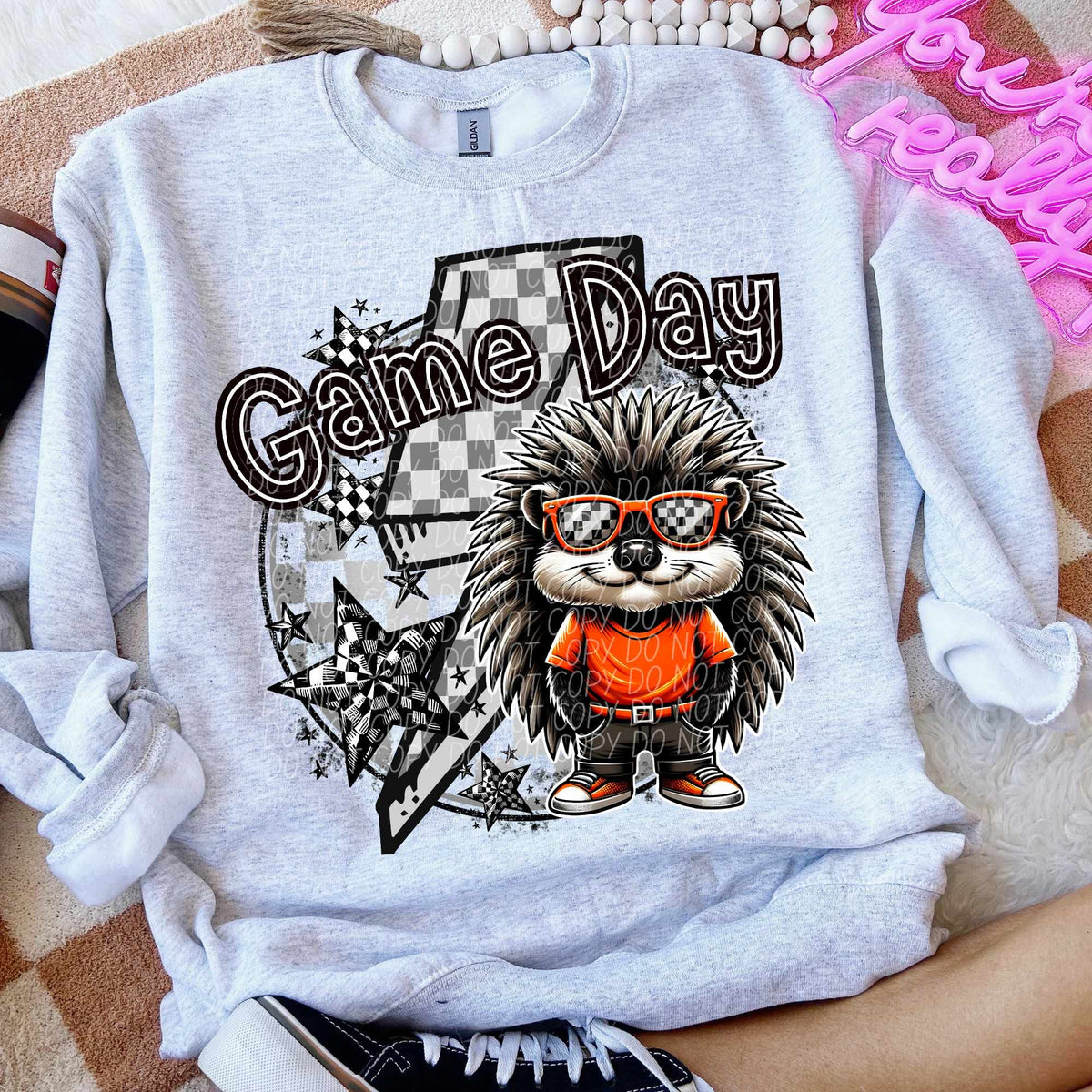 Game day hedgehog orange shirt lightning bolt (CITY) 52512 DTF transfer