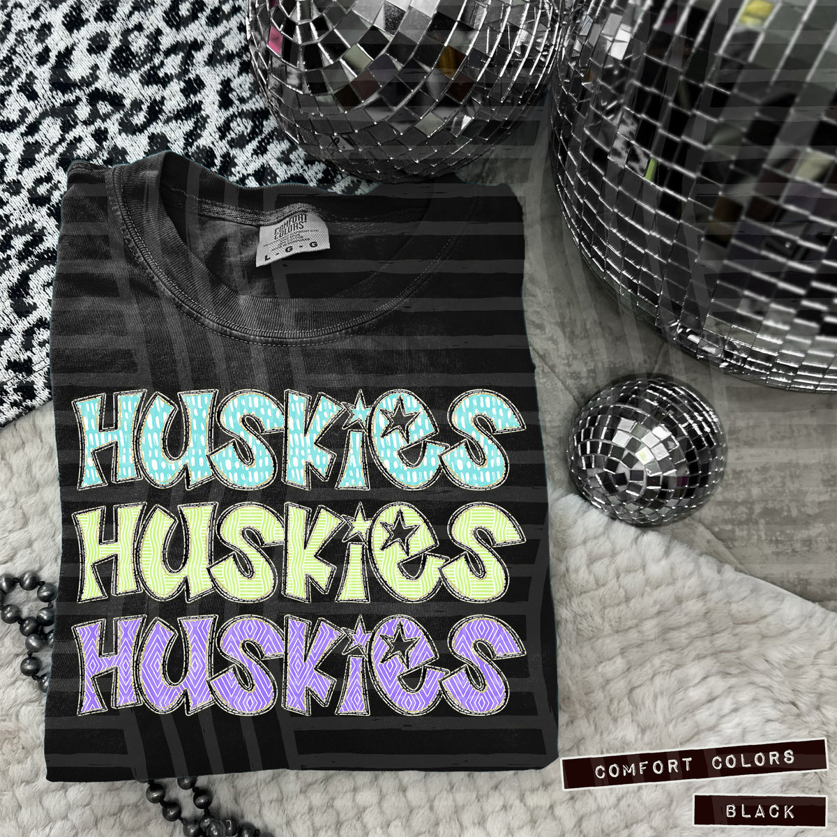 Huskies Pastel Star Stacked (Caplinger) 101616 DTF transfer