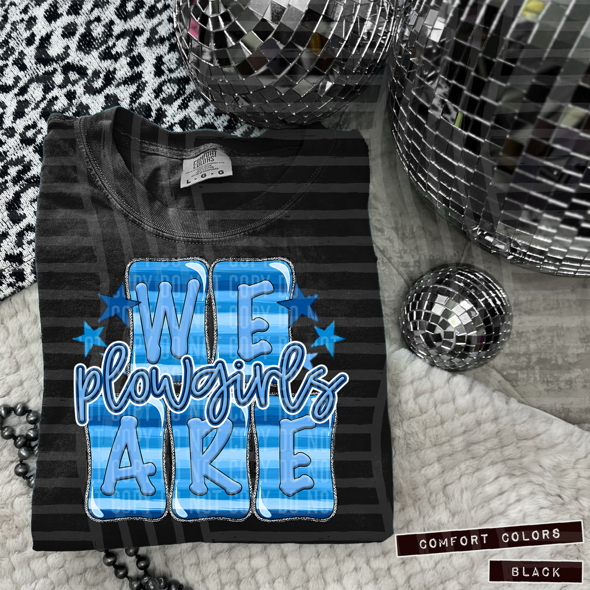 Blue Striped We are Plowgirls (Caplinger) 101399 DTF transfer