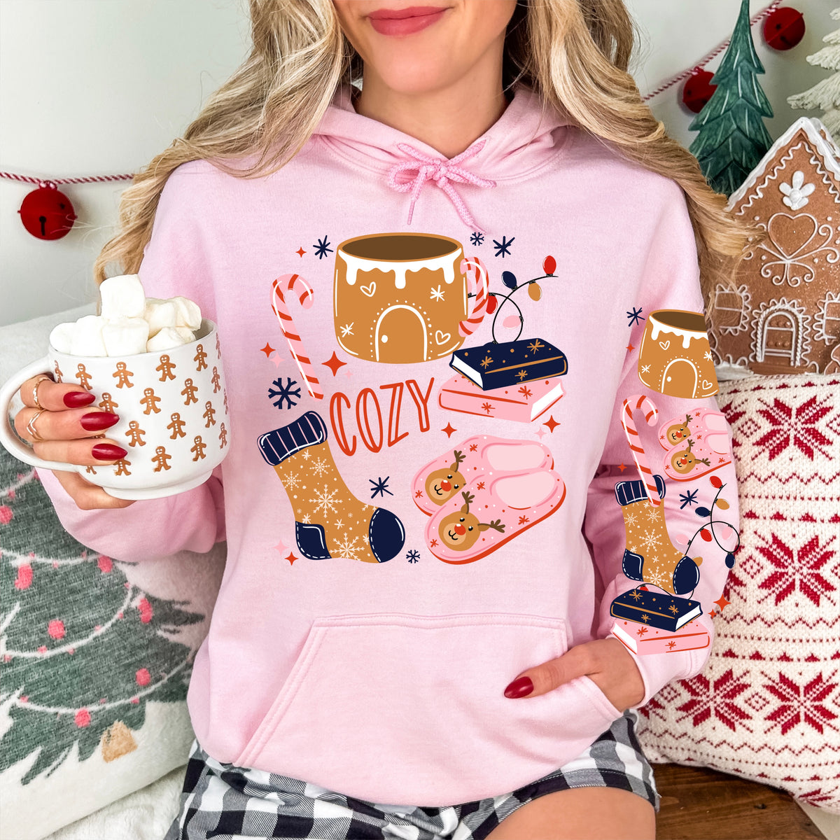 Cozy slippers and mug (front only) (csc) DTF Transfer