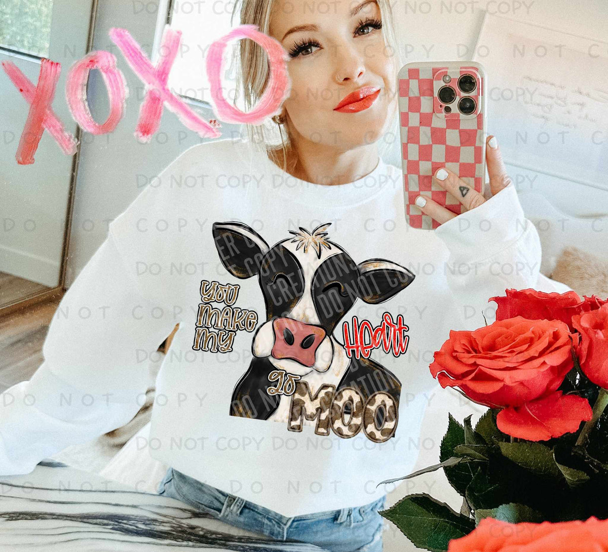 You make my heart go moo  black and white cow (Caplinger) 79846 DTF transfer