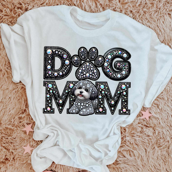 Bichon Frisé Dog mom rhinestone 49106 DTF transfer