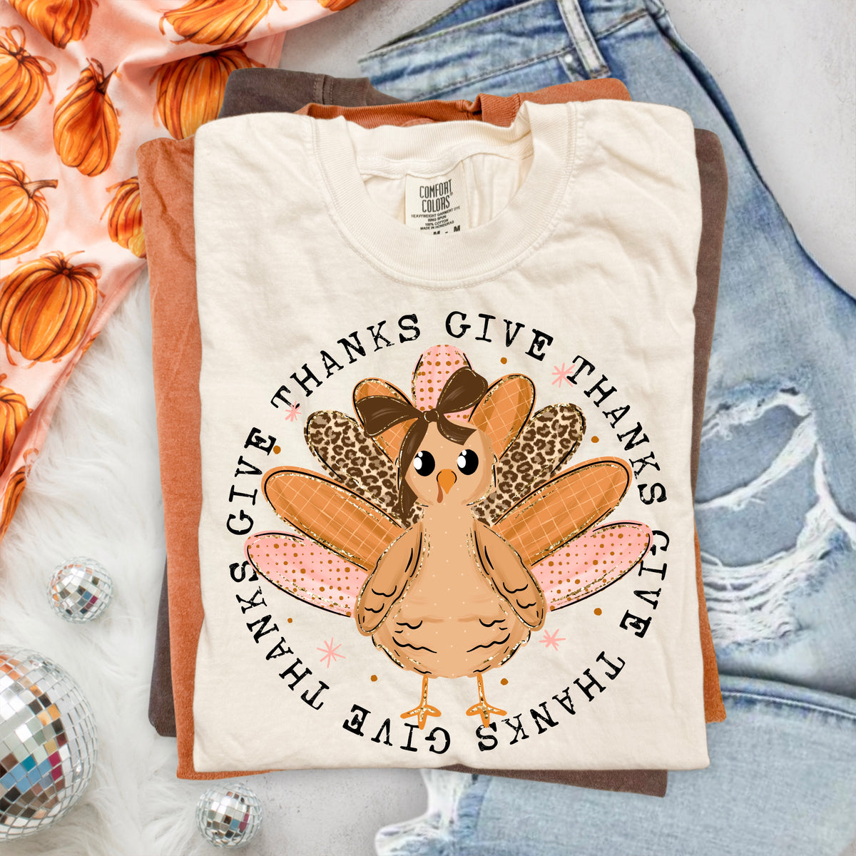 Give thanks circle with turkey (Csc) DTF Transfer