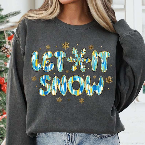 Let it snow blue brushstroke 67924 DTF transfer