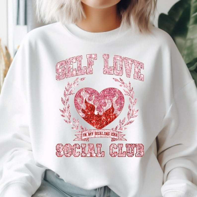 Self love social club burning heart 70781 DTF transfer