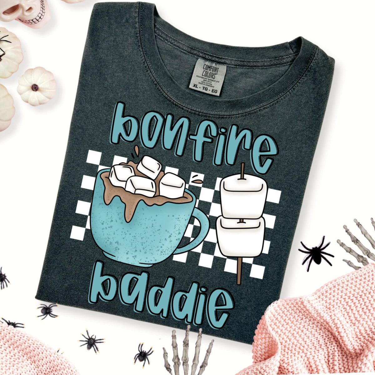 Bonfire baddie WHITE checkered (CMD) 109439 DTF transfer