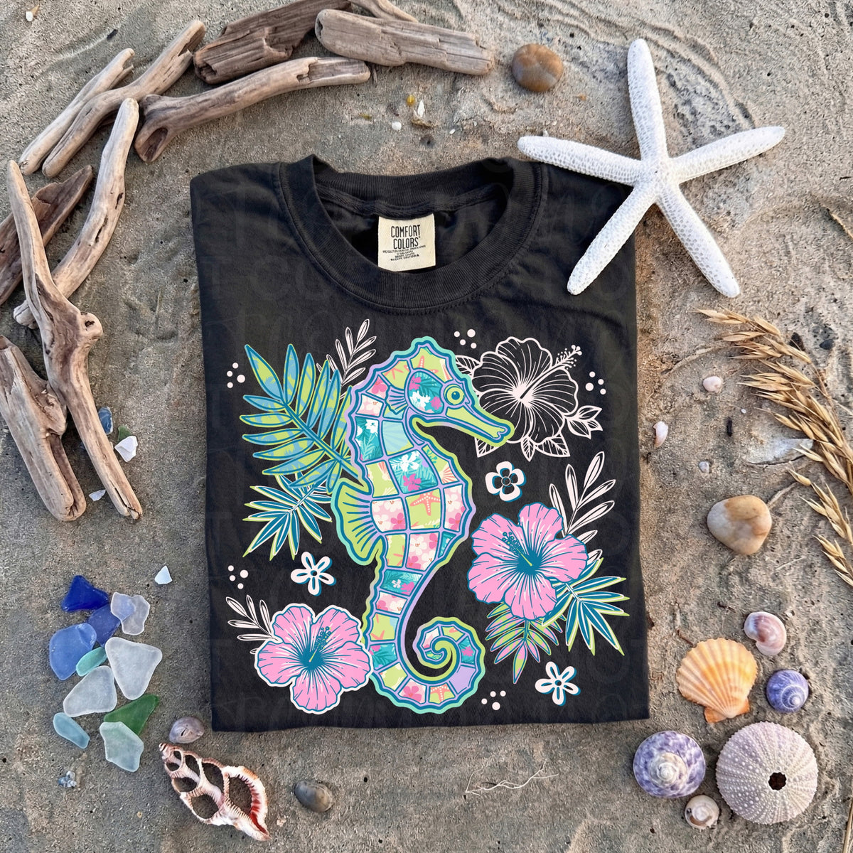 Floral seahorse Sunday Special DTF transfer