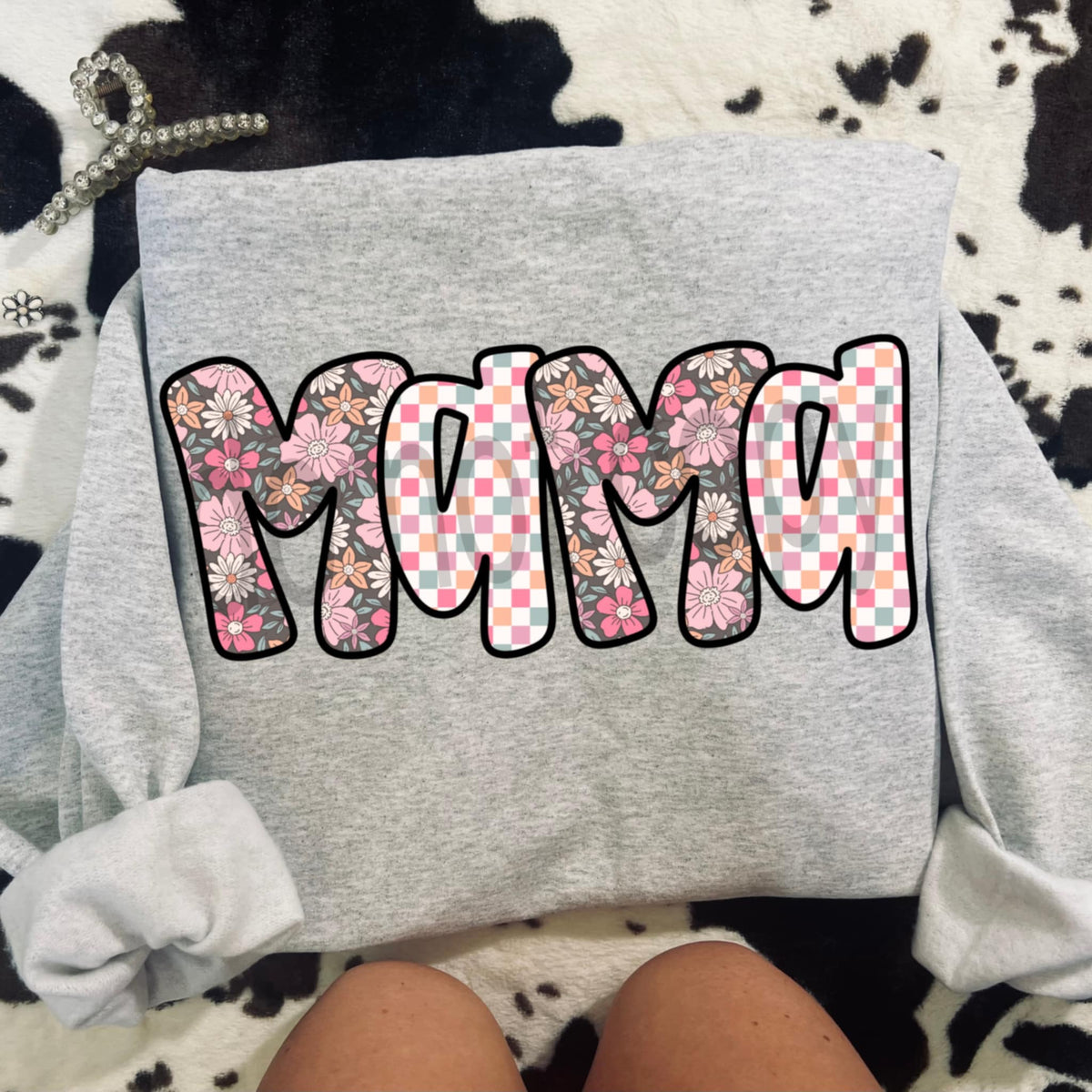 Mama floral and checkered 87733 DTF transfer