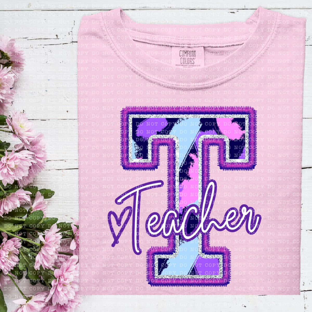 T teacher purple brushstrokes (ECHT) 93998 DTF transfer