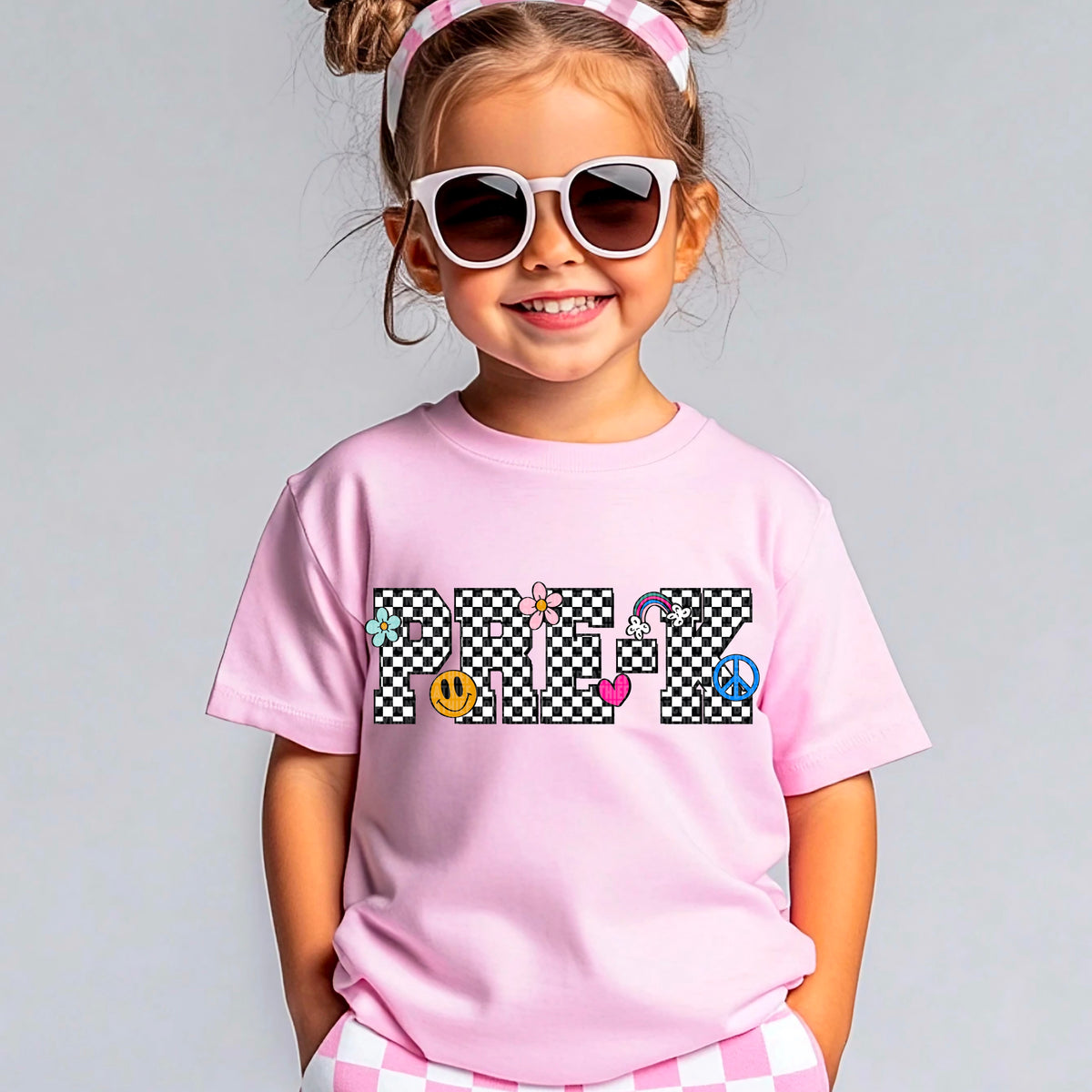 Pre-k checkered with doodles 95623 DTF transfer