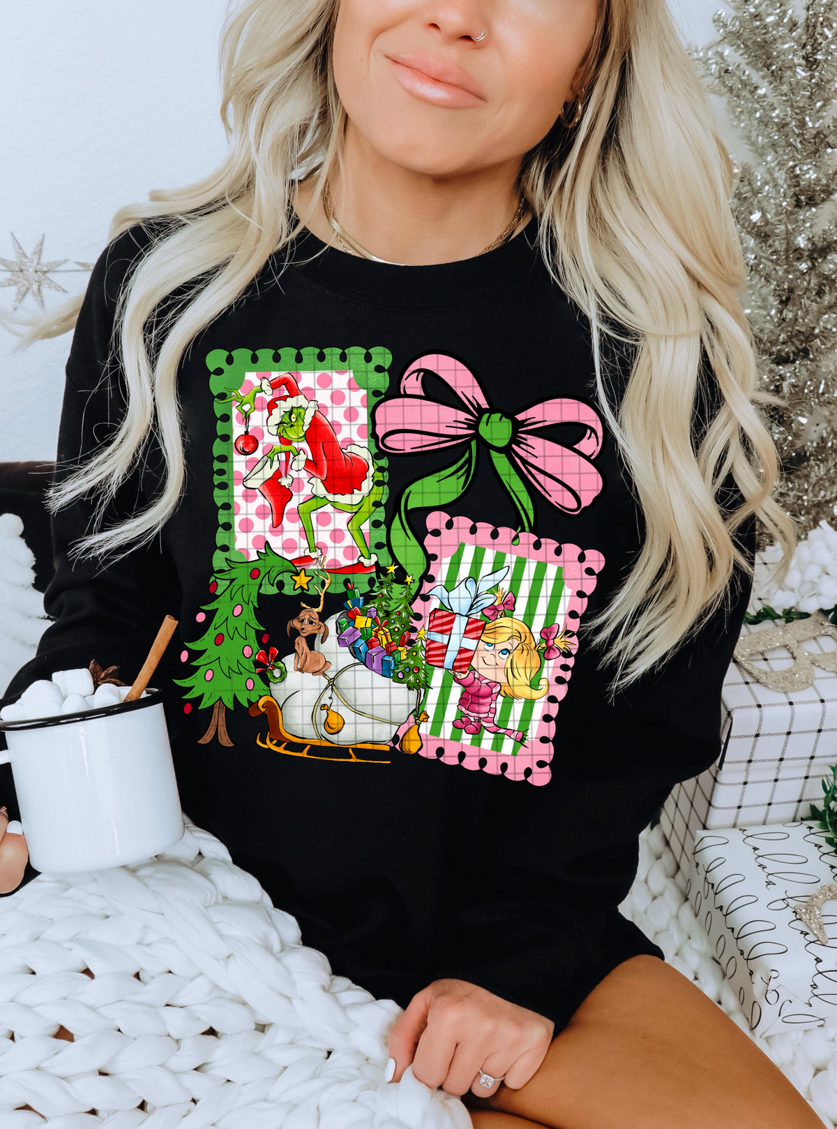 Green Man collage pink and green bow (DDD) DTF transfer