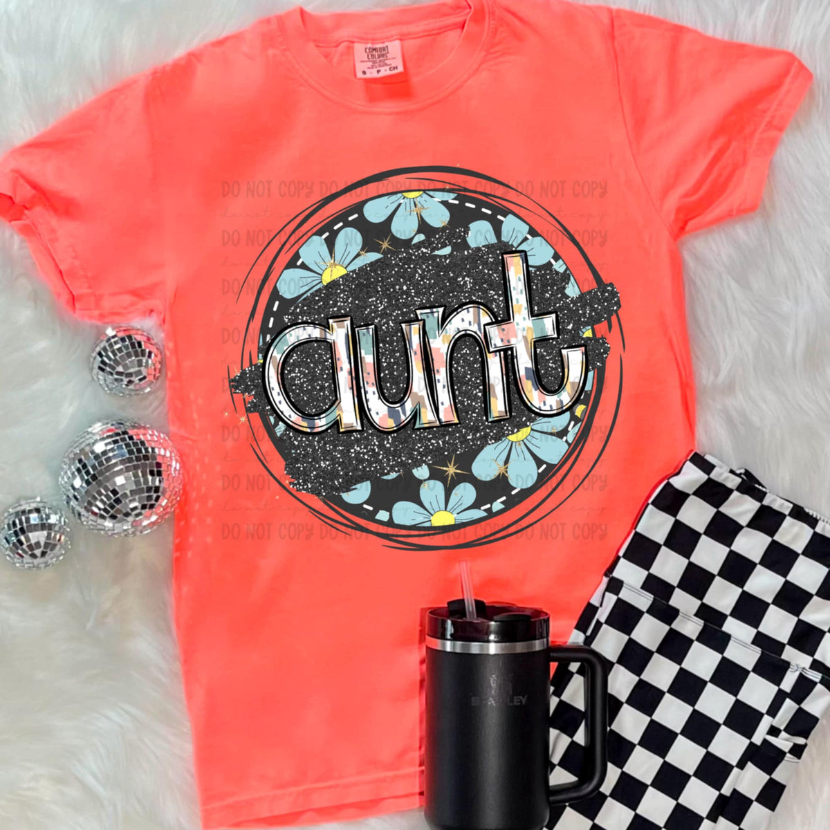 Aunt blue flowers circle (Revel) 93928 DTF transfer