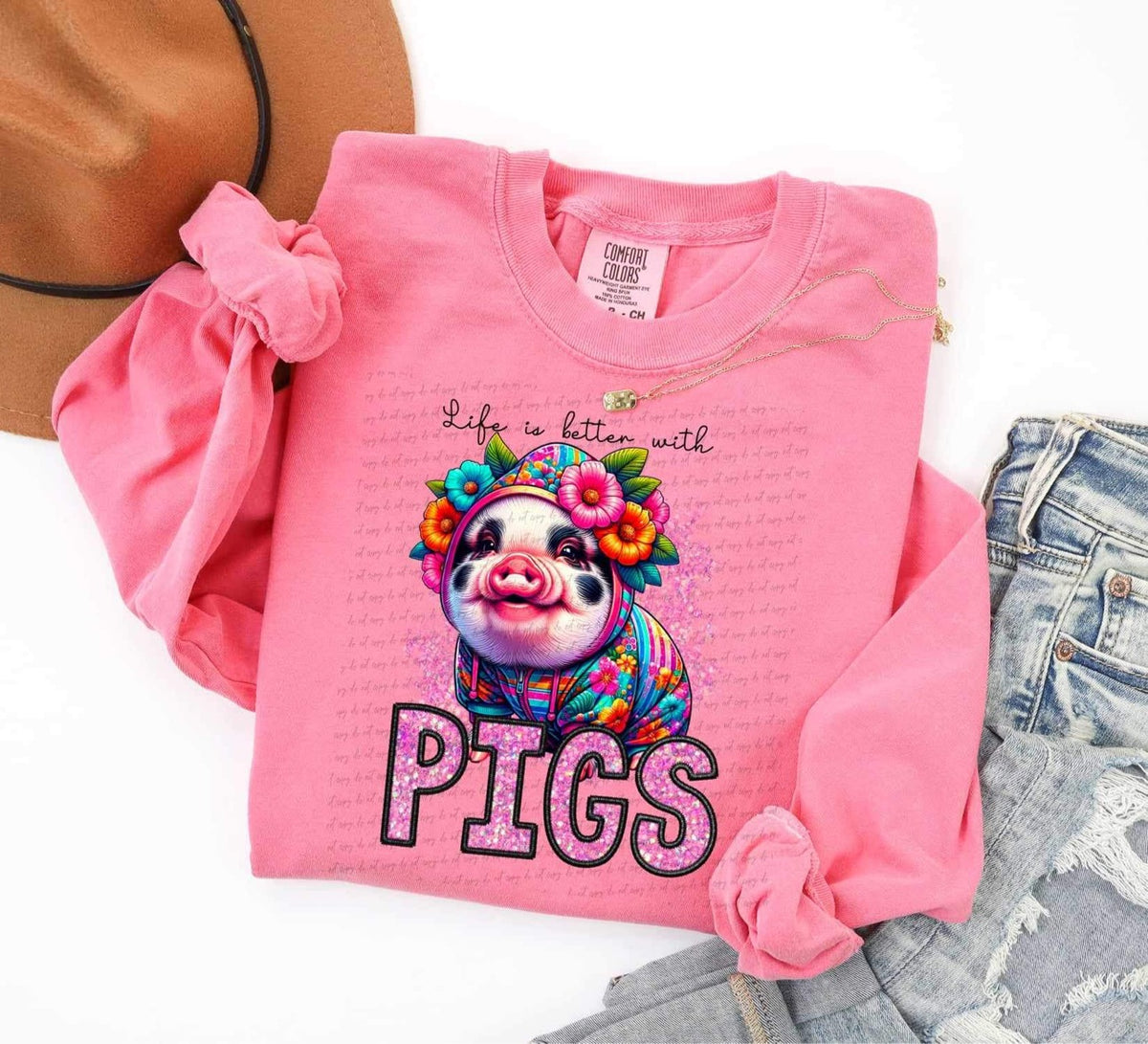 Life is better with pigs 13872 DTF transfer