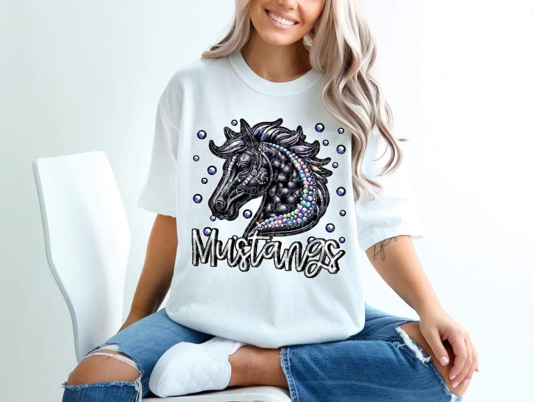 Mustangs bedazzled mascot 53600 DTF transfer