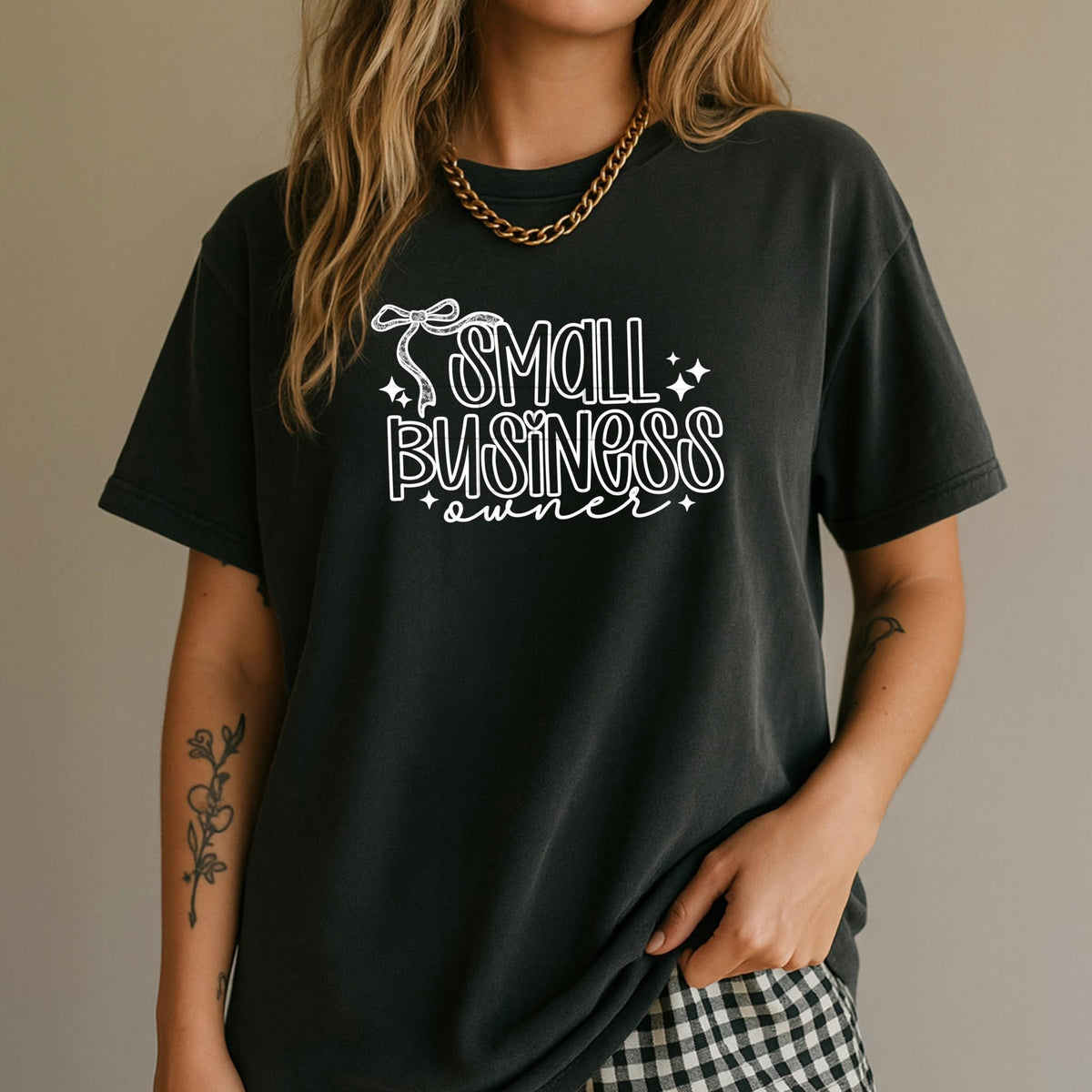 Small business owner bow WHITE (CSC) DTF transfer