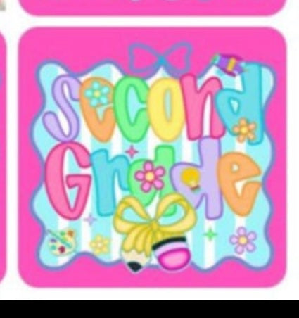 Second grade frame with bow 107566 DTF transfer