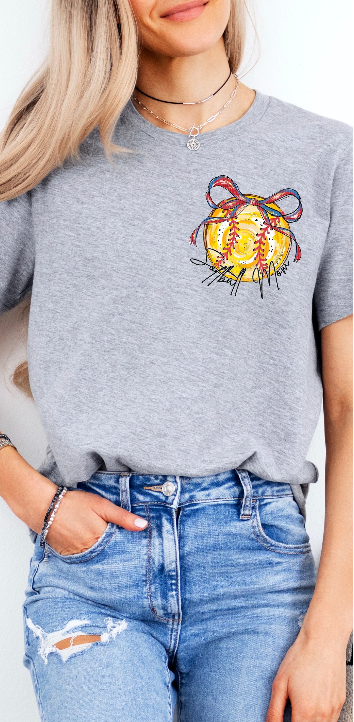 Softball mom black font pocket 100140 DTF transfer