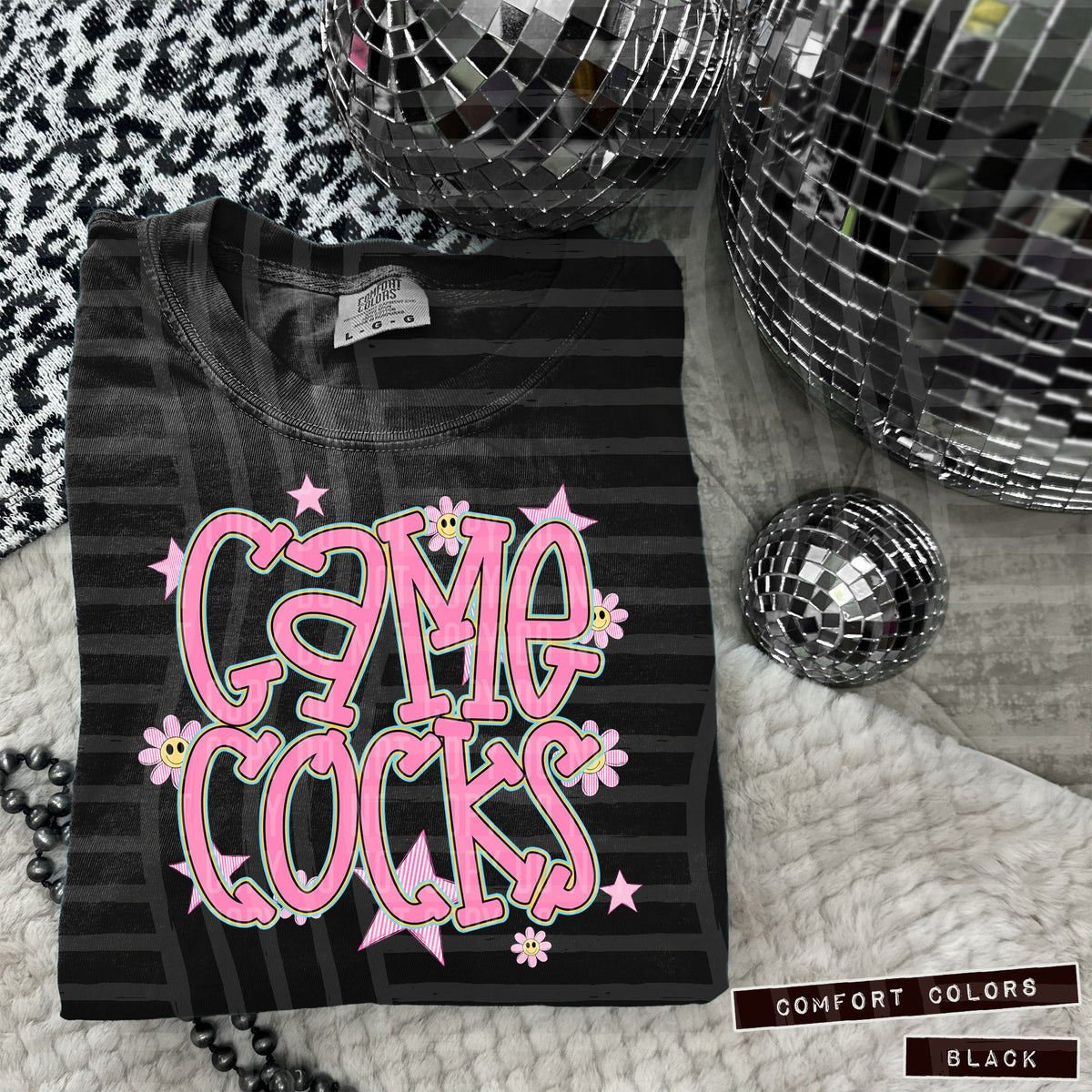 Gamecocks Pink Flowers And Stars 104962 DTF transfer