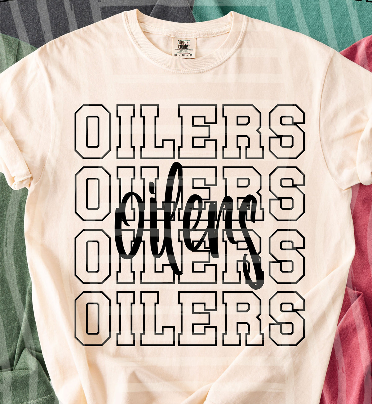 oilers simple stacked outlines (Caplinger) DTF Transfer