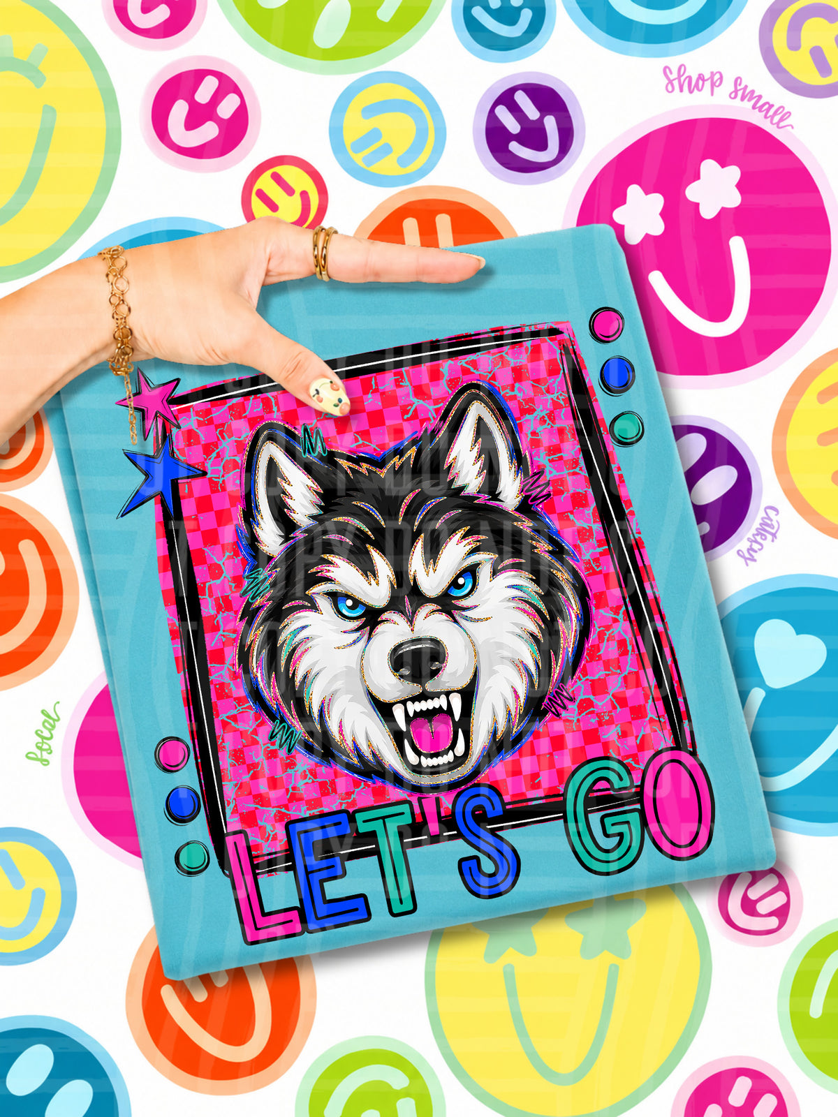 Lets go huskies candy mascots (Caplinger) DTF transfer