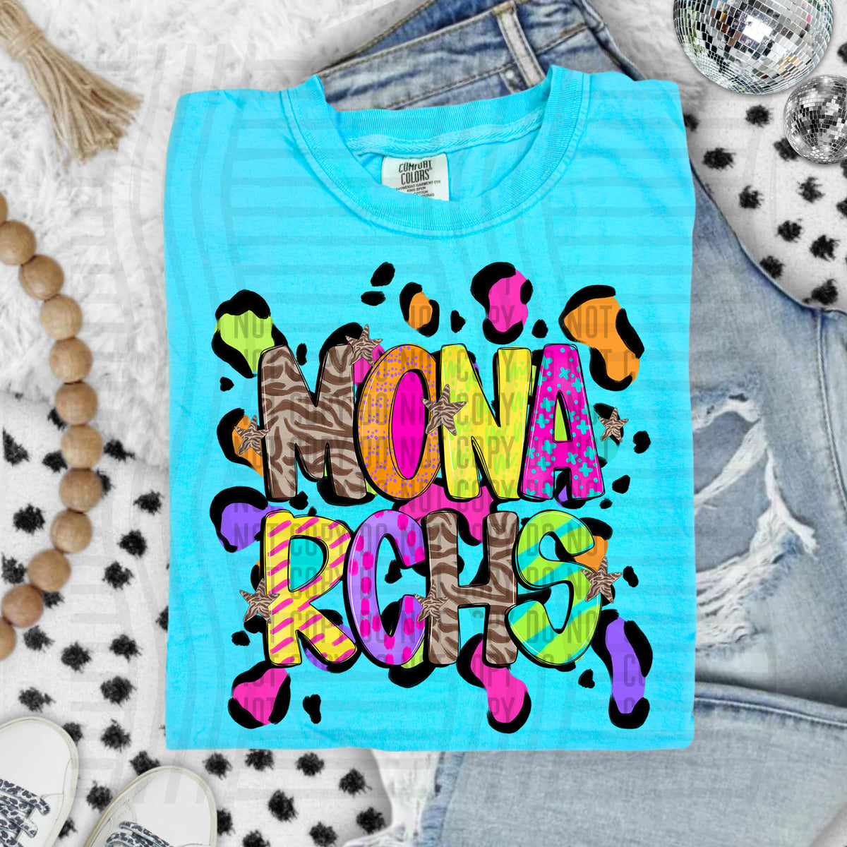 Monarchs Funky Mix Up Leopard Mascot (Caplinger) DTF transfer