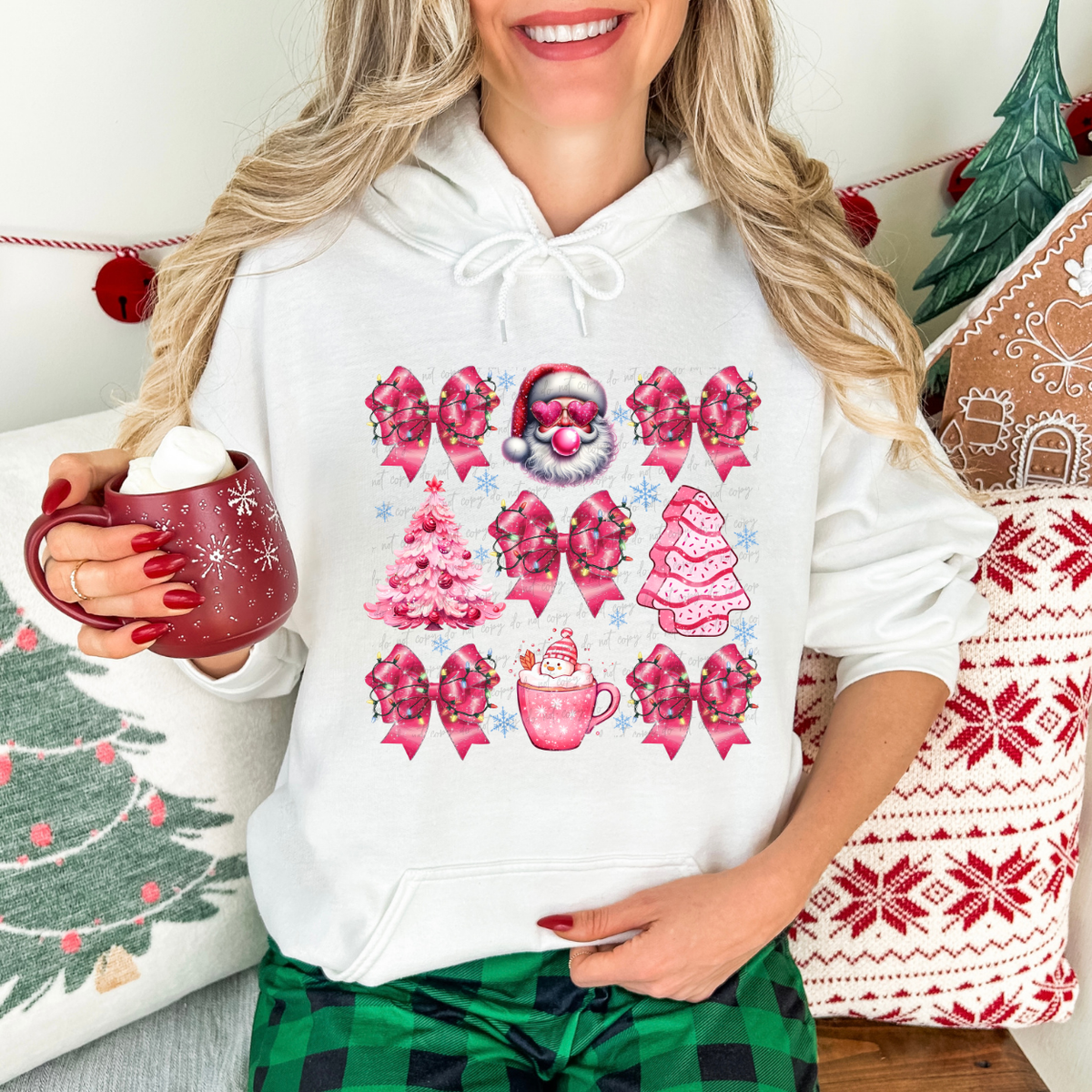 Coquette Collage Pink Santa Bows 68075 DTF Transfer