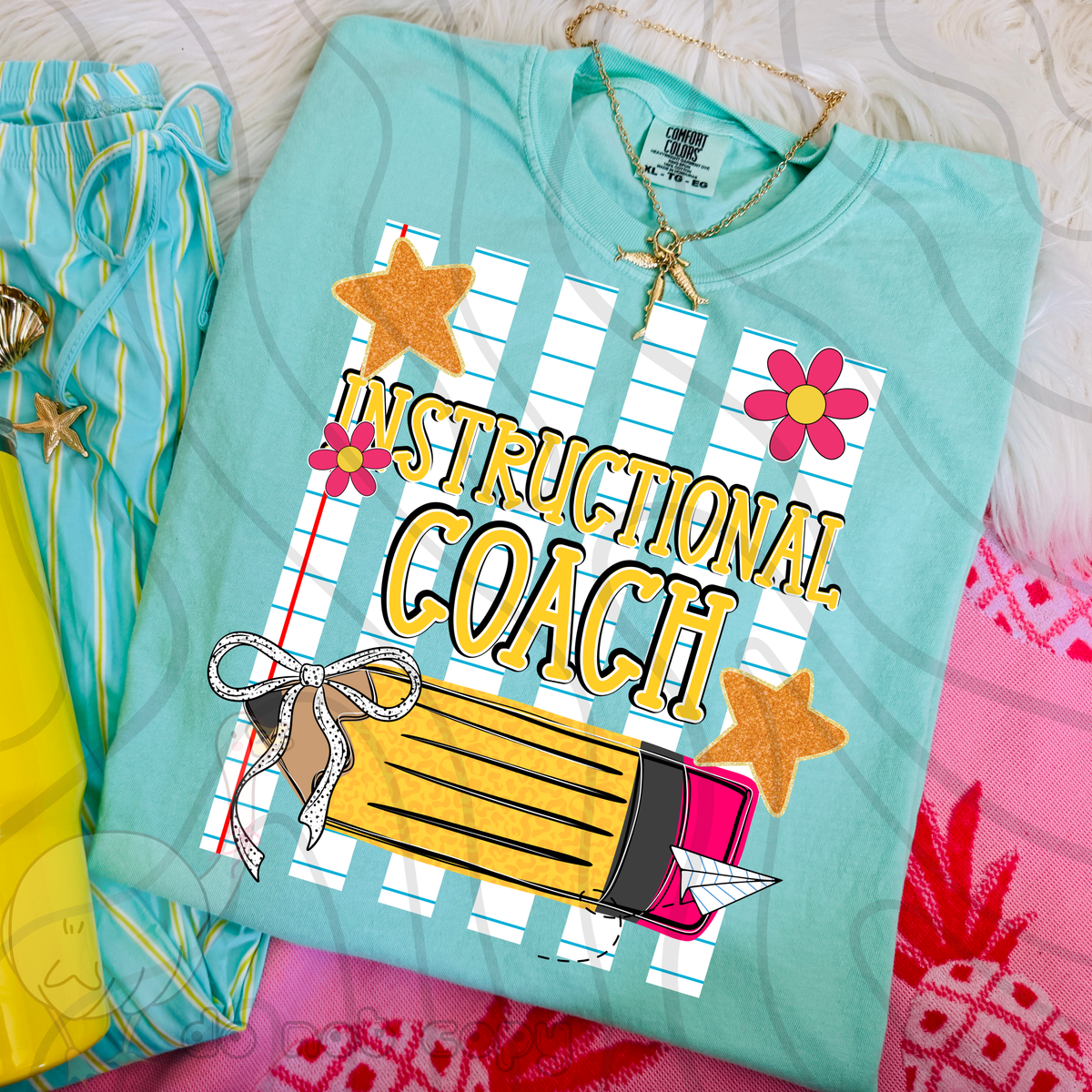 Instructional coach pencil stripes (DKD) DTF Transfer