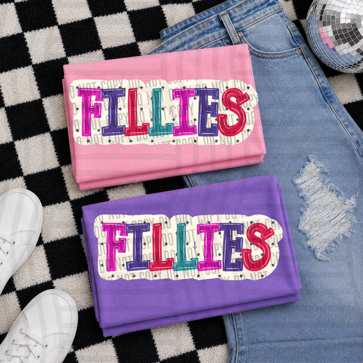 fillies bubble around letters with small stars (Caplinger) DTF Transfer