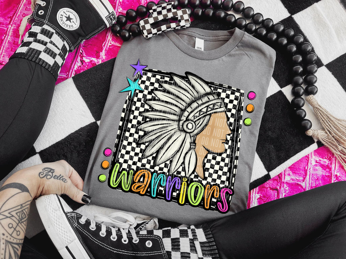Checkered Preppy Bright Warriors Neutral (Caplinger) DTF transfer