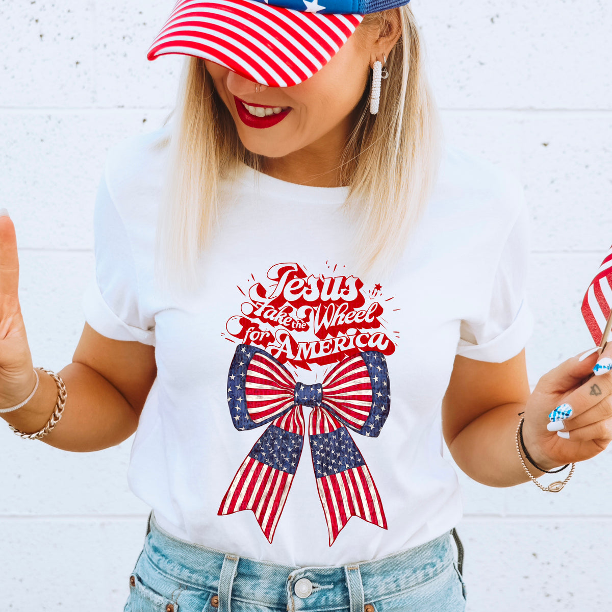 Jesus take the wheel for America 95531 DTF transfer