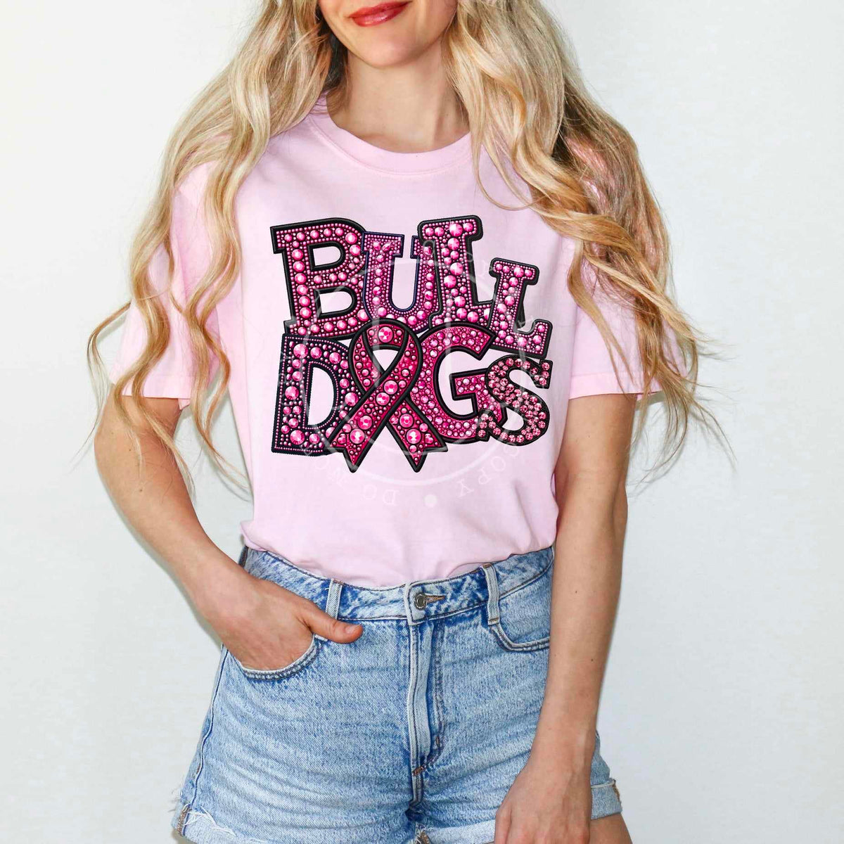 Bulldogs pink rhinestone 60619 DTF transfer