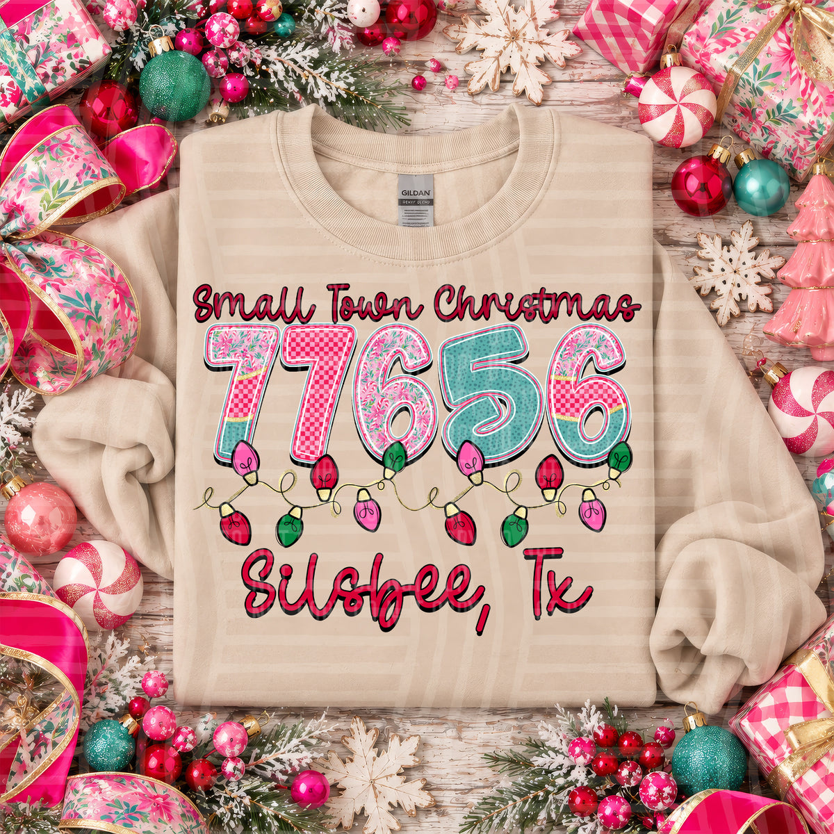 77656 small town christmas zip, town, state (caplinger) DTF Transfer