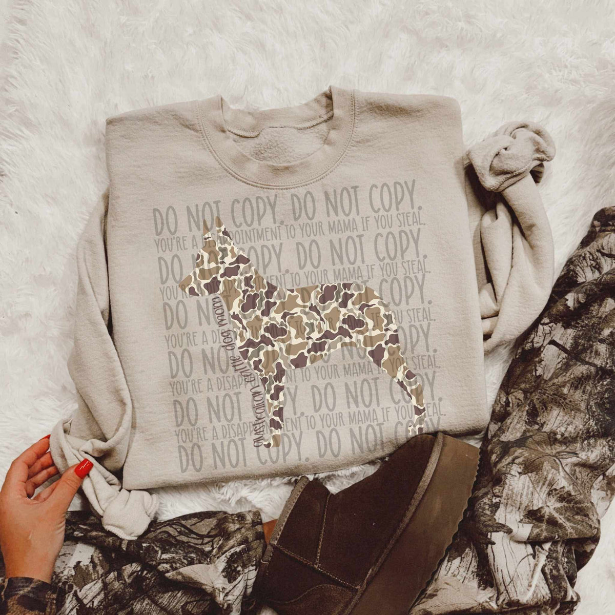 Australian cattle dog mom CAMO (SWD) DTF transfer