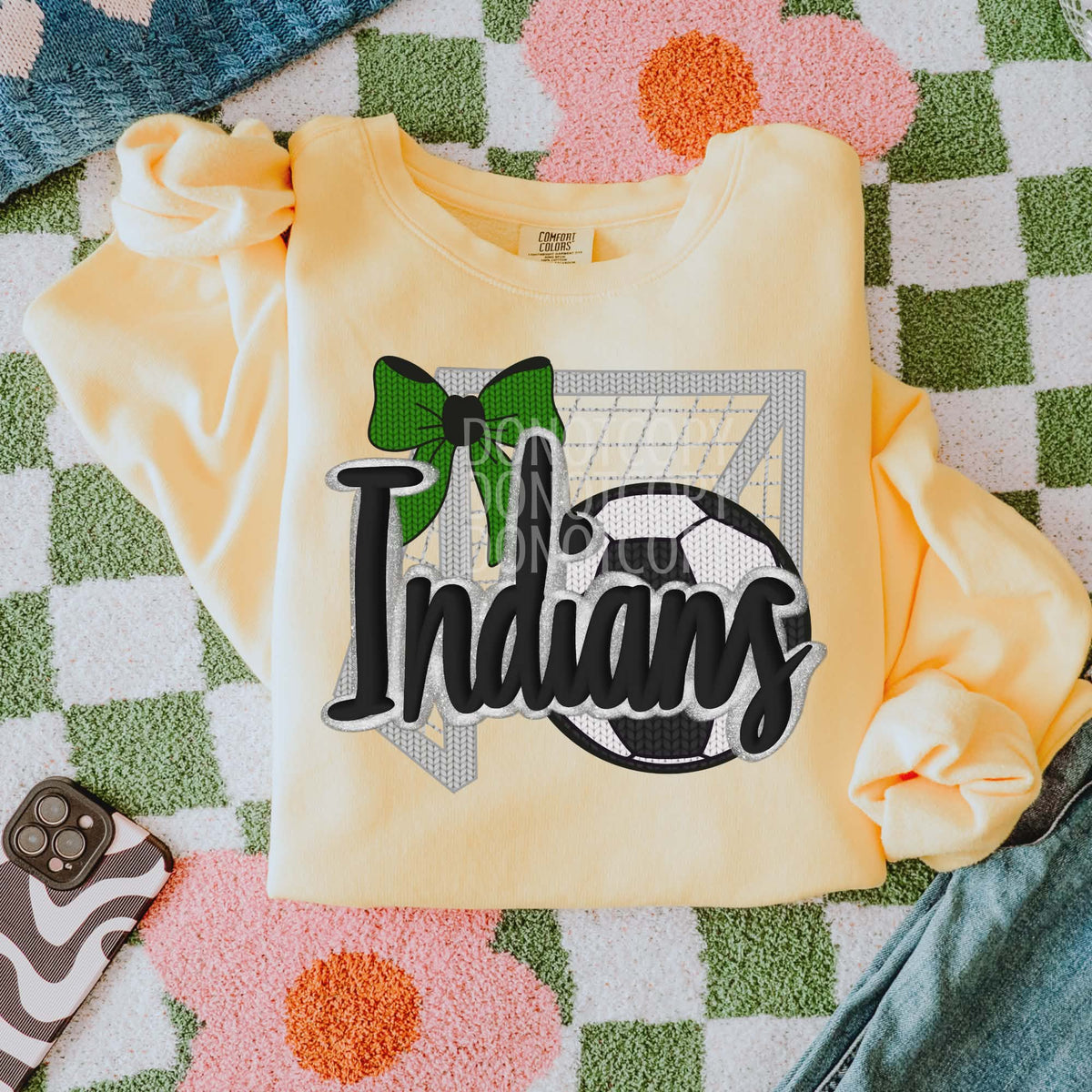 Indians soccer green bow (CSG) DTF transfer