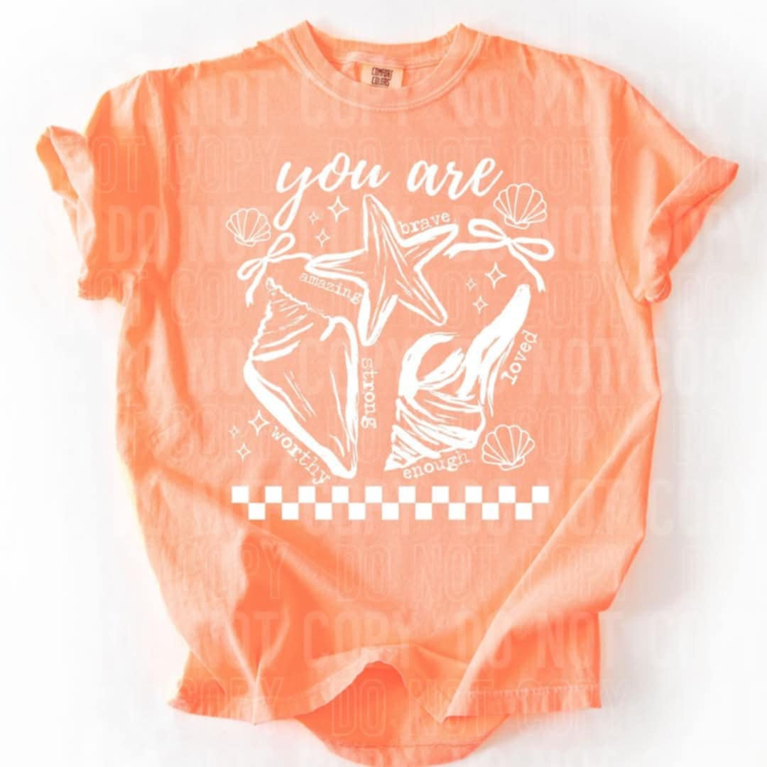 You are encouraging words seashells WHITE 97206 DTF transfer