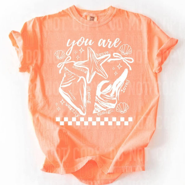 You are encouraging words seashells WHITE 97206 DTF transfer